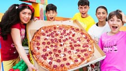 Jason with the Biggest pizza challenge with best friends