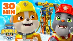 Rubble's Barkyard & Construction Tower Rescues! w/ Charger | 30 Minute Compilation | Rubble & Crew