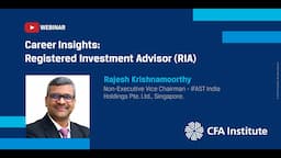 Career Insights | Registered Investment Advisor (RIA) | Rajesh Krishnamoorthy