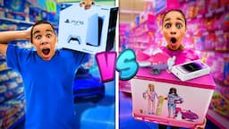 BUYING EVERYTHING in ONE COLOR for 24 HOURS! (Brother VS Sister)