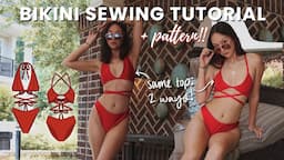 How to Sew a Bikini + PATTERN // Cheeky & Full Coverage Bottoms + One top can be worn TWO ways!