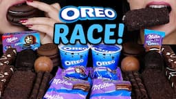 ASMR OREO DESSERT RACE! MILKA OREO ALFAJOR, OREO BALLS, ICE CREAM, CAKES, WAFER ROLLS, SUNDAE 먹방