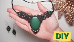 How to make a cabochon macrame necklace step by step tutorial jewelry design