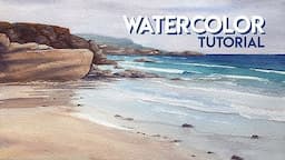 How to paint a BEACH with wet sand reflections ✶ WATERCOLOR tutorial