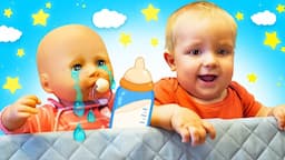 A new friend for Baby Annabell doll! Baby doll feeding time. Family fun with baby dolls & toys.