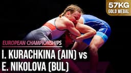 Iryna KURACHKINA (AIN) vs. Evelina NIKOLOVA (BUL) | 2024 European C'ships | Gold Medal | WW 57Kg