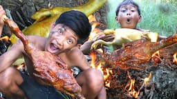 Primitive Boy's Rainforest Feast: Whole Chicken Wilderness Recipe!