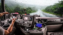 POV Truck Driving Under Heavy Rain ! A Trucker's  Perspective