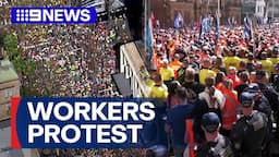 Construction workers walk off job across Australia over CFMEU overhaul | 9 News Australia