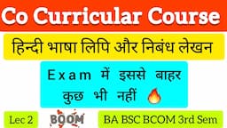 Important Questions | हिन्दी भाषा लिपि और निबंध लेखन | BA BSC BCOM 3rd Sem co-curricular subject MCQ