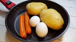 Se você tiver 2 batatas, 2 ovos e 2 salsichas faça esta receita deliciosa para sua família