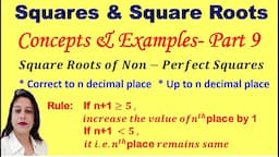 Concepts Part 9- Sq. Roots of Non perfect squares in decimals-Squares & Square Root-DAV Math-Class 8