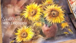 Still Life Watercolor Painting | How To Paint Sunflowers Tutorial