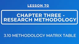 LESSON 70 -  RESEARCH METHODOLOGY || SECTION 3.10 || METHODOLOGY MATRIX TABLE