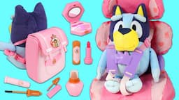 Bluey Gets Ready Packing Road Trip Disney Princess Backpack Makeup Accessories!