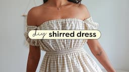 DIY Shirred Off The Shoulder Dress 🌹 FREE Pattern Made From Rectangles!