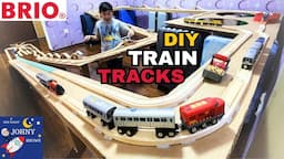 Johny Builds BIGGEST Wooden Track Layout Opens New Brio Trains & MTA Munipals Subway Train Toys