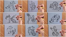 Beat tattoo drawing with pencil of A | B | D | K | N | M | P | R | S || simple drawing video