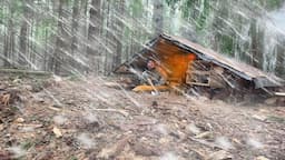 HIDING in a SMALL DUGOUT during SNOWFALL and RAIN