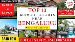 TOP 10 Budget Resorts Near BANGALORE | Rs 1000 To 6000 | Weekend Getaways | Latest Prices