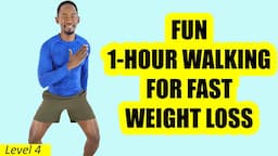 FUN 1-HOUR Walking In Place Workout to Lose Weight Rapidly