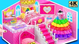 Design Pink Princess Castle and Make Own Rainbow Princess Dress for Two ❤️ DIY Miniature House