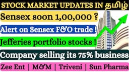 Sensex target 1Lakh | Sensex F&O trading | Bankex | Zee ent | M&M | Sun pharma | Jefferies portfolio