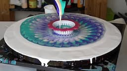 How to Use a Dish Strainer for Nautilus Pour Painting ~ @NateBrightArt Inspired Acrylic Pour