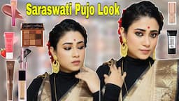 Saraswati Pujo Makeup | Vintage Makeup Look | Step by Step Tutorial #boldkohleyelook #makeupguide