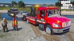 GTA 5 Medium Duty Wrecker Towing A Park Ranger F-250 Out Of A Swamp