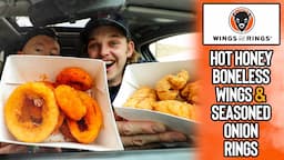 We've never eaten Wings & Rings | *HOT HONEY WINGS, SEASONED ONION RINGS*