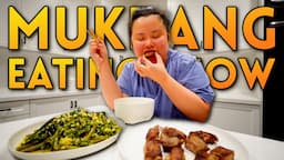 Salty Spare Ribs + Garlic Thai Chili Water Spinach Mukbang 먹방 Eating Show (Cooking and Eating)