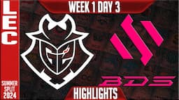 G2 vs BDS Highlights | LEC W1D3 Summer 2024 | G2 Esports vs Team BDS Week 1 Day 3