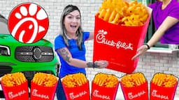 CHICK-FIL-A DRIVE-THRU FOOD CHALLENGE | CRAZY EATING ONLY FRIED CHICKEN  IN 24 HOURS BY SWEEDEE