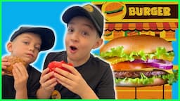 Cooking at Burger Shop 🍔 Kids Cooking Videos 👩🏾‍🍳 Food for Kids 🍅 Kids Cooking🧑‍🍳