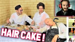 PewDiePie Reacts to FILTHY FRANK "HAIR CAKE" (w/ iDubbbz, Maxmoefoe and HowtoBasic)