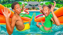 Siblings build SECRET WATER PARK At Home 😳 they (INSTANTLY REGRET IT) | Kota Cake