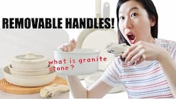 'REMOVABLE HANDLE' COOKWARE SET (SPACE SAVING NON-STICK GRANITE COOKWARE POTS & PANS)