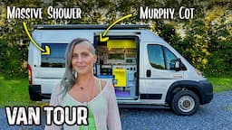 She Turned to VAN LIFE After SUDDEN  Life Changing Events - Tour a Full Size Van Camper Conversion