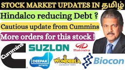 Deepak Nitrite rally | Suzlon energy | Hindalco debt | Biocon | india cements | Wonderla | Mahindra