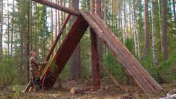 BUILDING A LARGE LOG CABIN ALONE. 4 DAYS IN THE WILD FOREST.