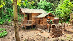 Bringing clean water to the house in the forest, lining the yard with stones