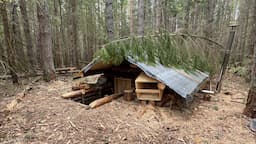 I'm warming and masking a log cabin underground! Build Secret Shelter. Solo Bushcraft