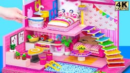 Make Miniature Pink Kitten Cat Villa with Rainbow Slide and Pool for Pet | DIY Miniature House