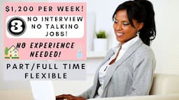 3 REMOTE JOBS $1,200 PER WEEK! *NO INTERVIEW* NO TALKING ON THE PHONE! PART/FULL TIME! NO EXPERIENCE