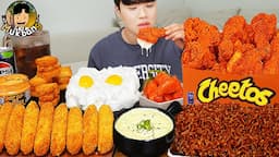 ASMR MUKBANG 직접 만든 치토스 양념 치킨먹방! 치즈스틱 짜파게티 레시피 FRIED CHICKEN AND BLACK BEAN NOODLES EATING SOUND!