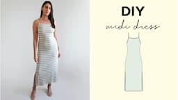 DIY Slip Dress + Sewing Pattern | Easy Stretchy Midi Dress with Side Slits ✨