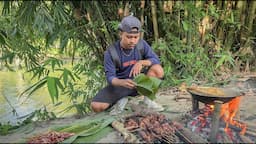 dipinggir sungai buat rendang & sate sapi bakar pedas bikin ngilerrrrrrr! #KOOKIKO