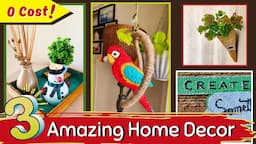 घर पर बने बिना खर्च के DIY Home Decor  | 3 Amazing Zero cost Home Decor Craft Ideas