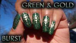 Green & Gold Burst | 12 Days of Christmas Nail Art Day 1 | DIY Tutorial | MSLP